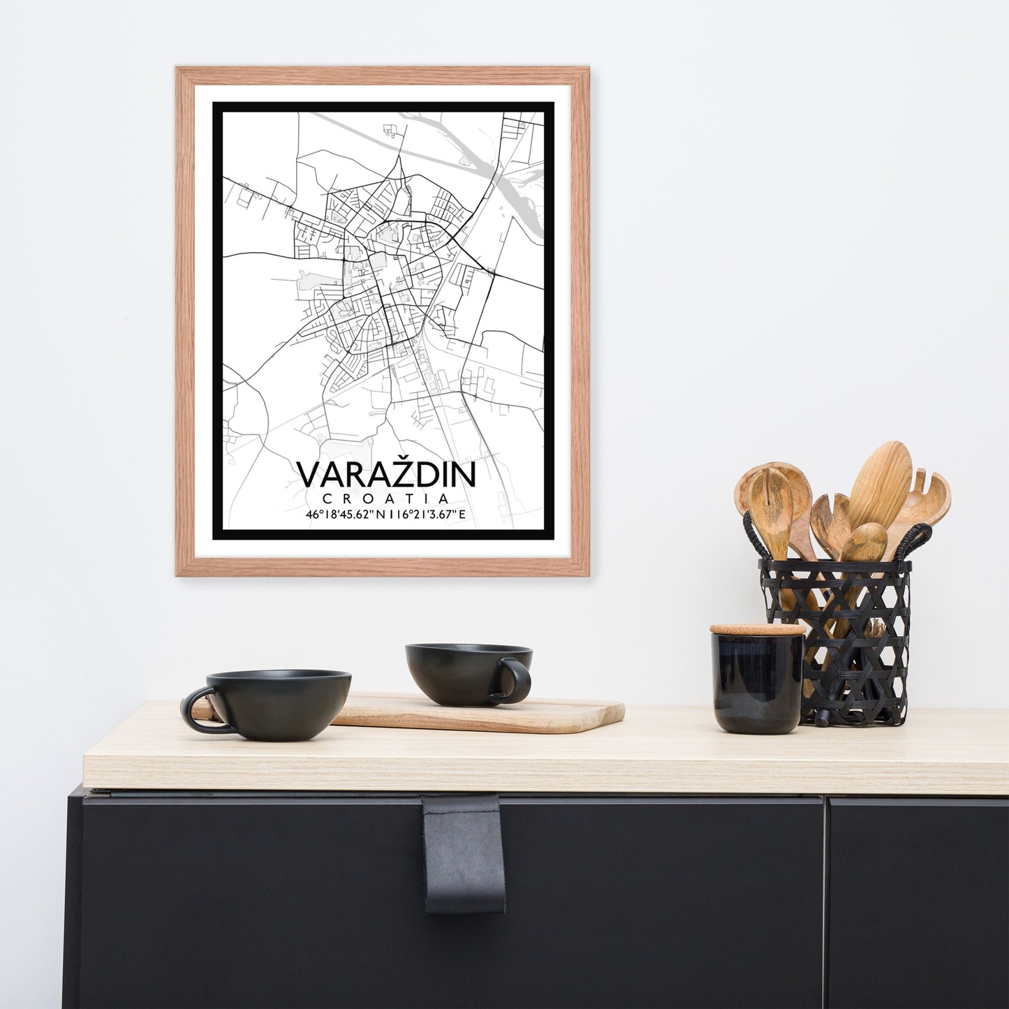 Varaždin - White City Map Framed Wall Art