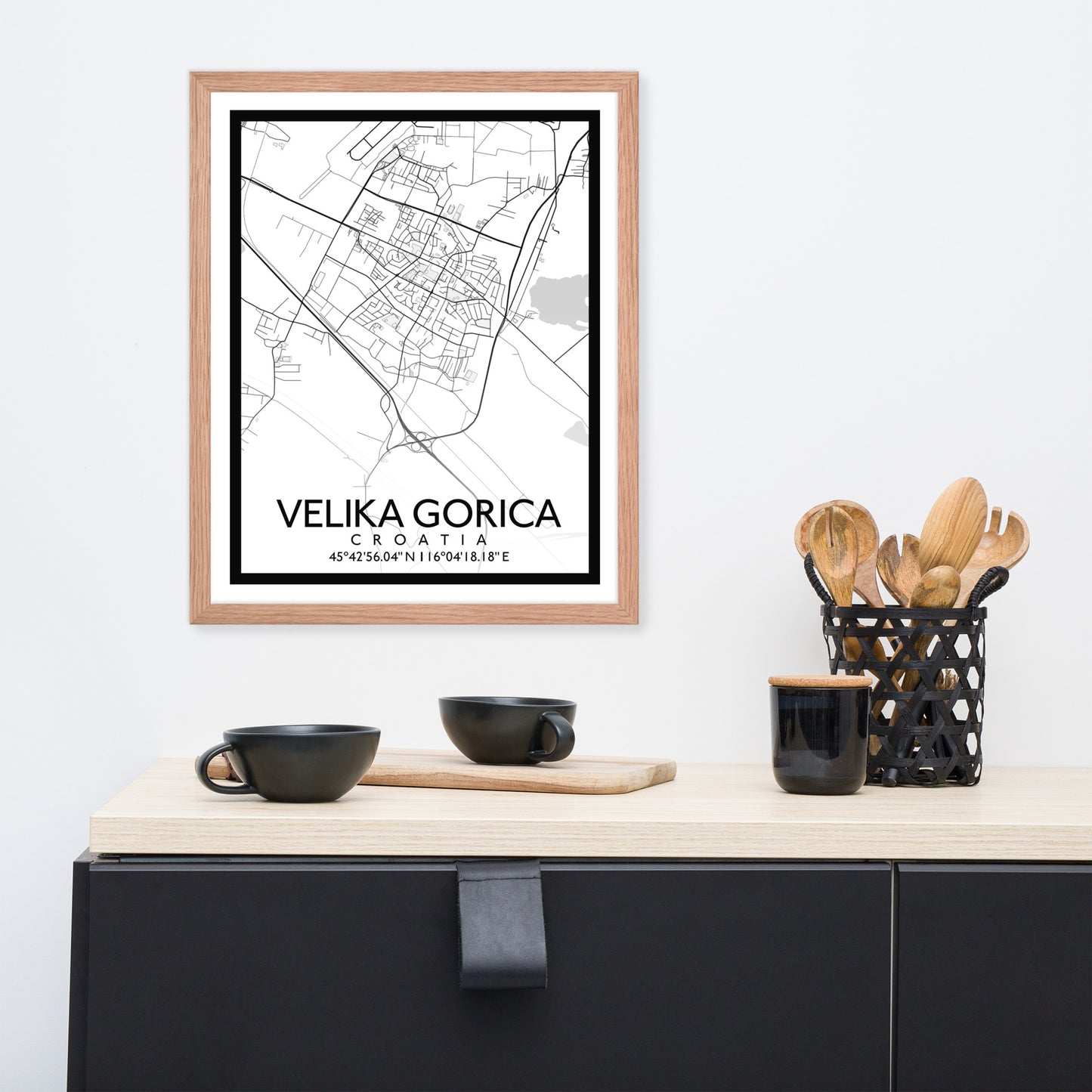 Velika Gorica - White City Map Framed Wall Art