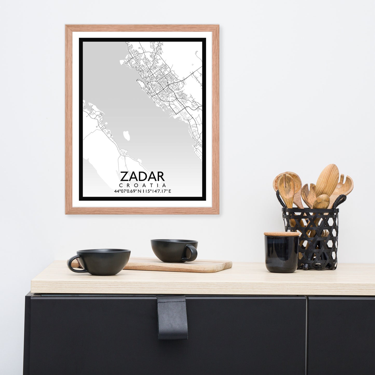 Zadar - White City Map Framed Wall Art