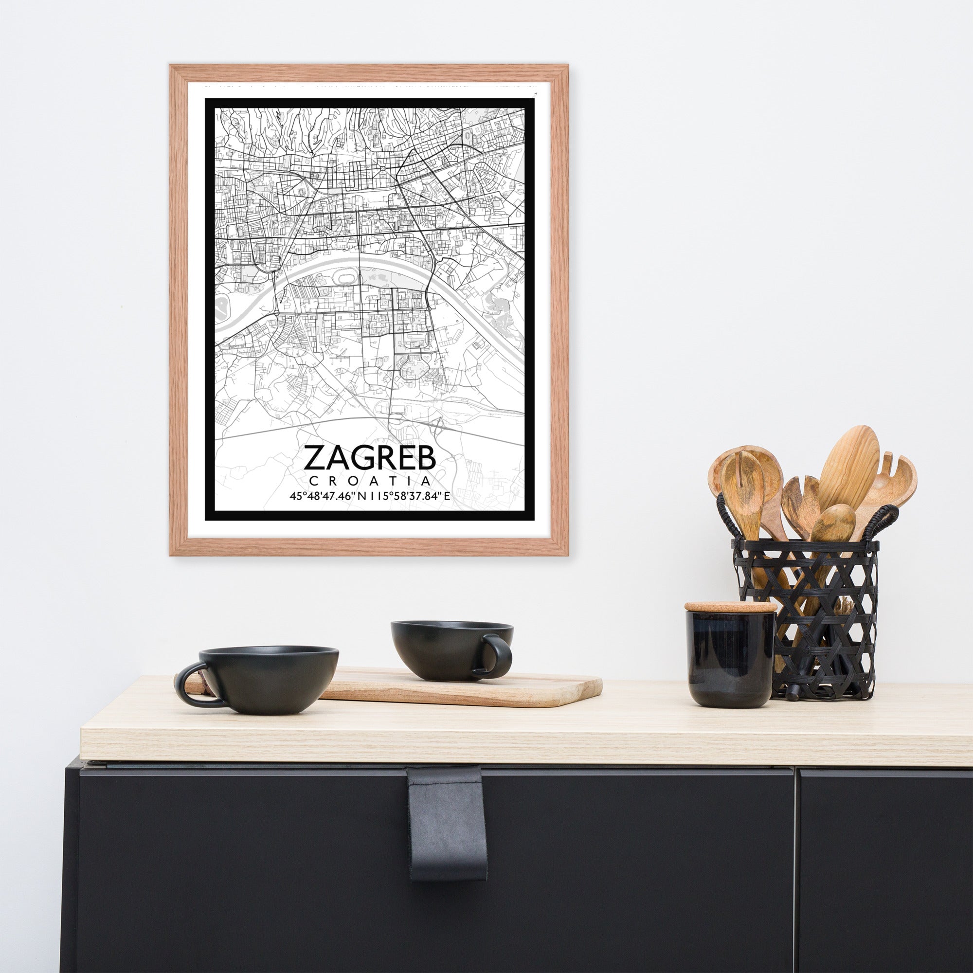 Zagreb - White City Map Framed Wall Art