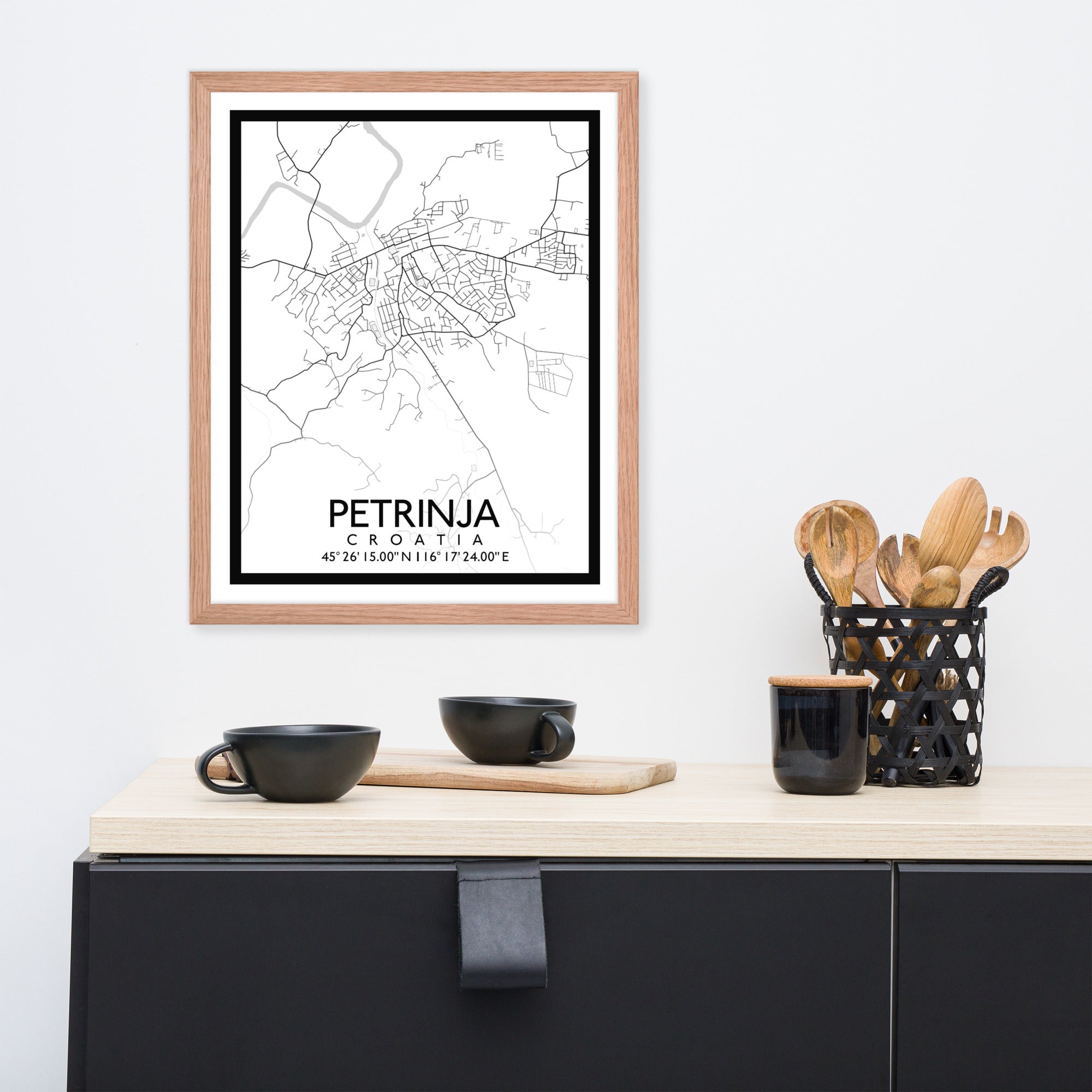 Petrinja - White City Map Framed Wall Art