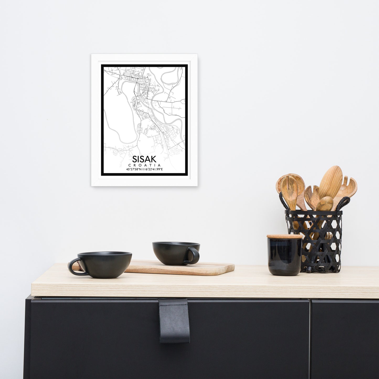 Sisak - White City Map Framed Wall Art