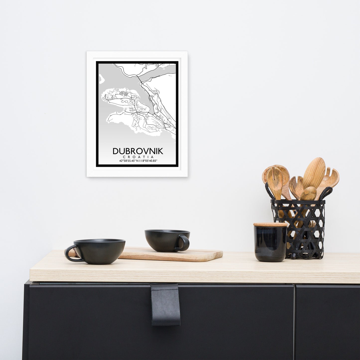 Dubrovnik - White City Map Framed Wall Art