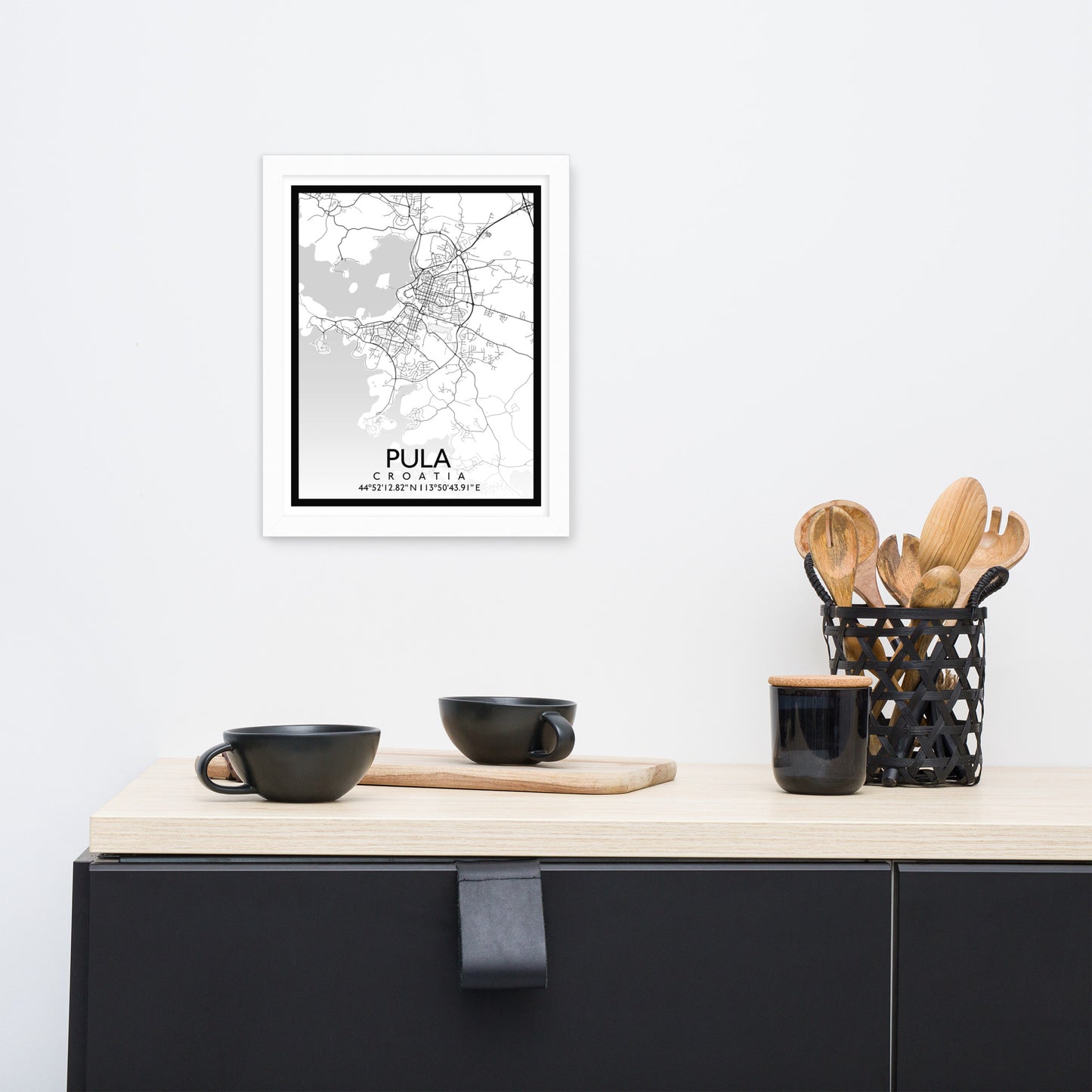 Pula - White City Map Framed Wall Art