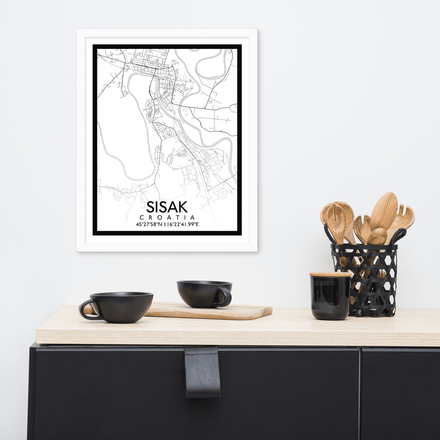 Sisak - White City Map Framed Wall Art