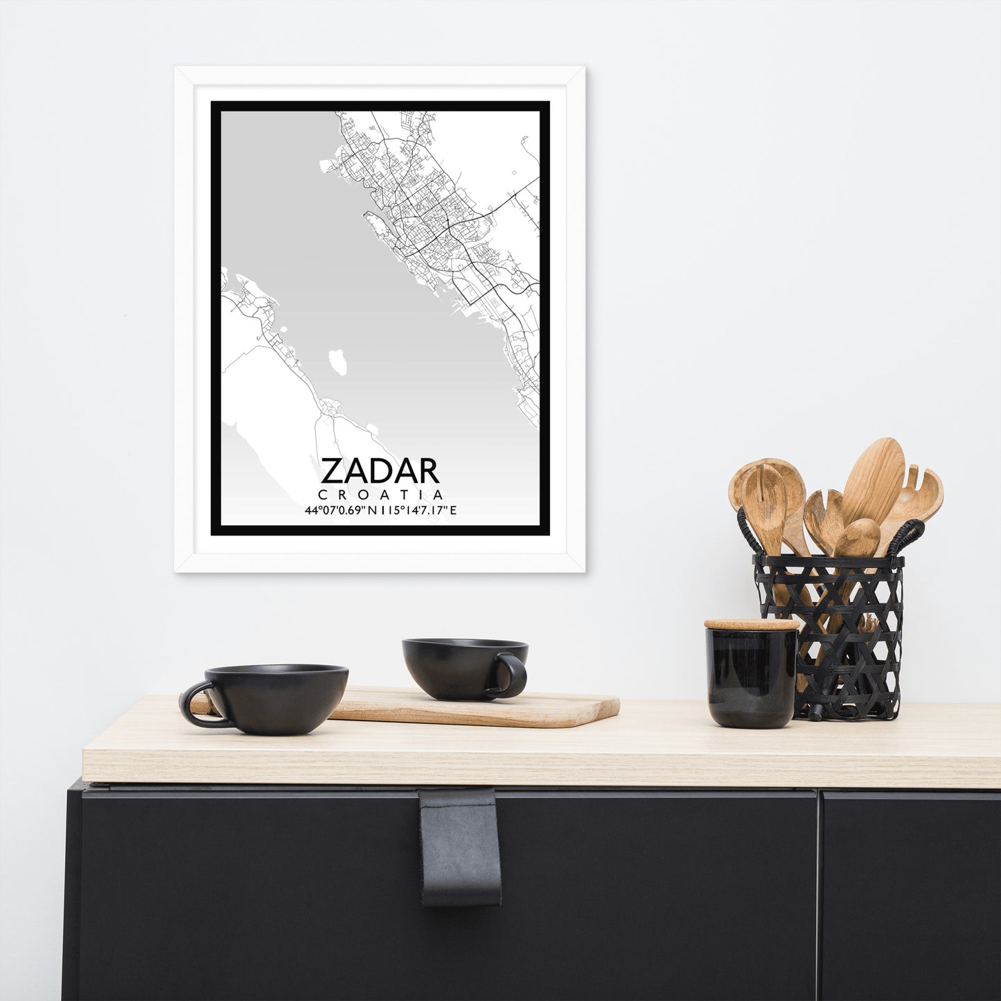 Zadar - White City Map Framed Wall Art