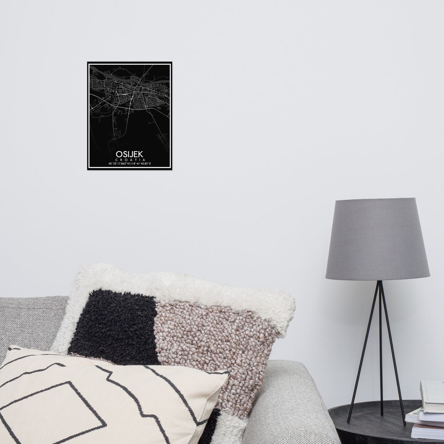 Osjek - Black City Map Matte Poster