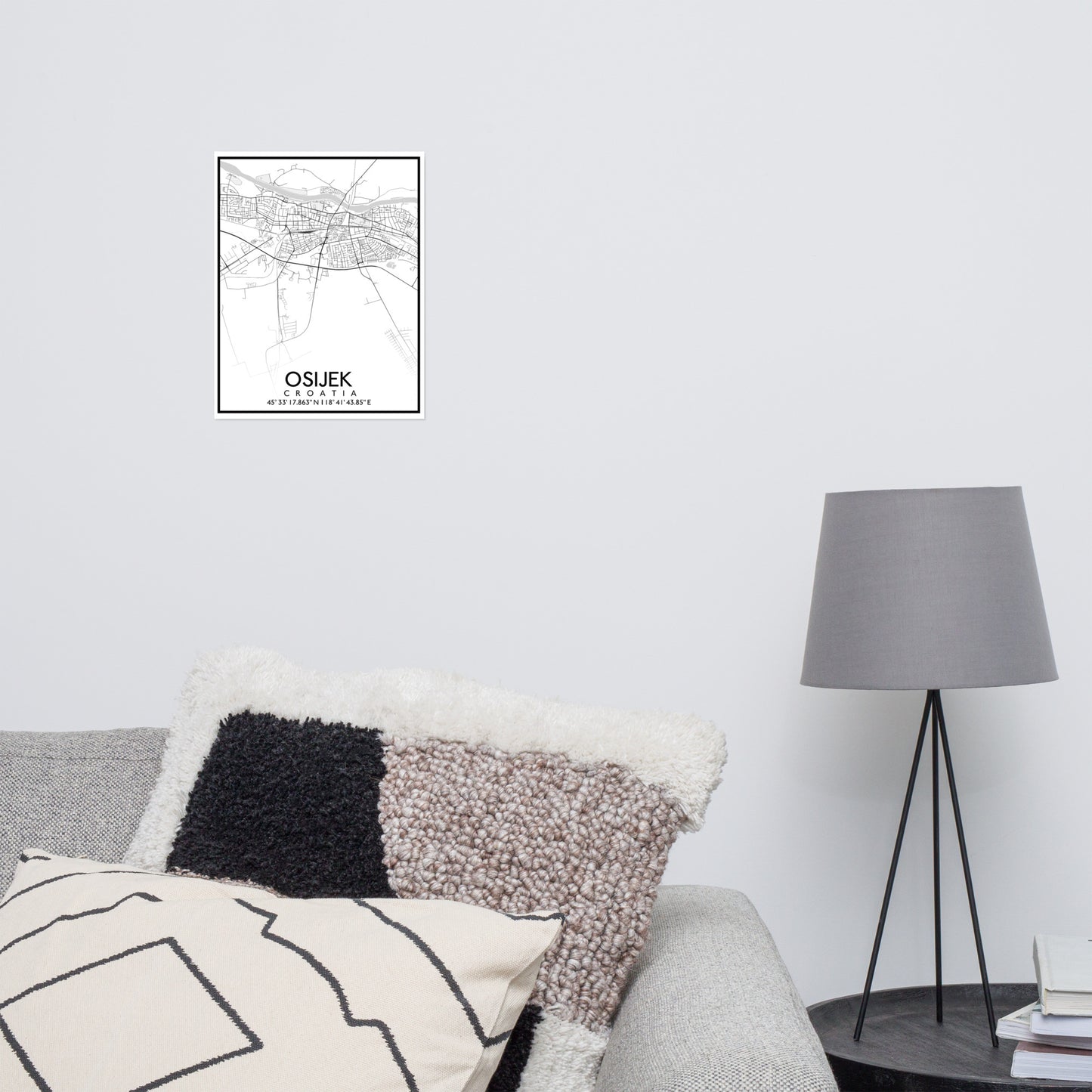 Osjek - White City Map Matte Poster