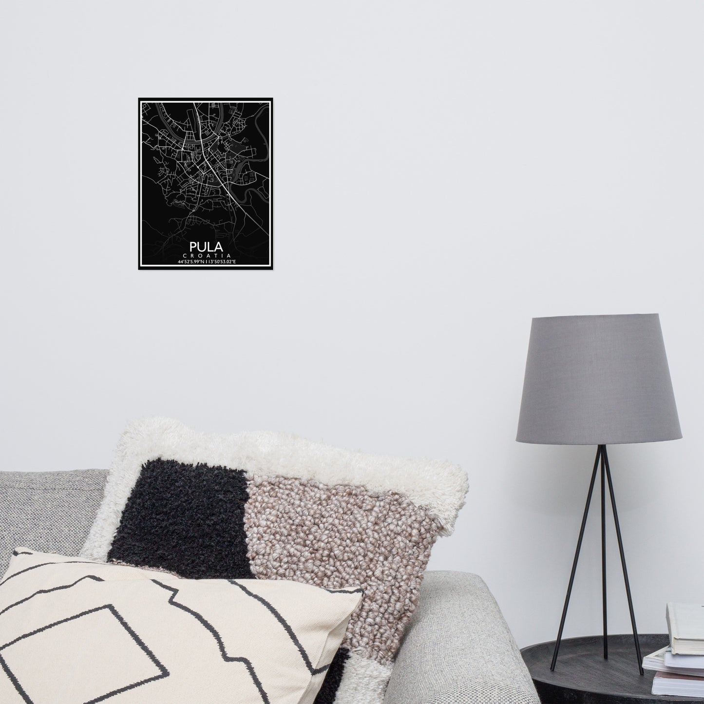 Pula - Black City Map Matte Poster