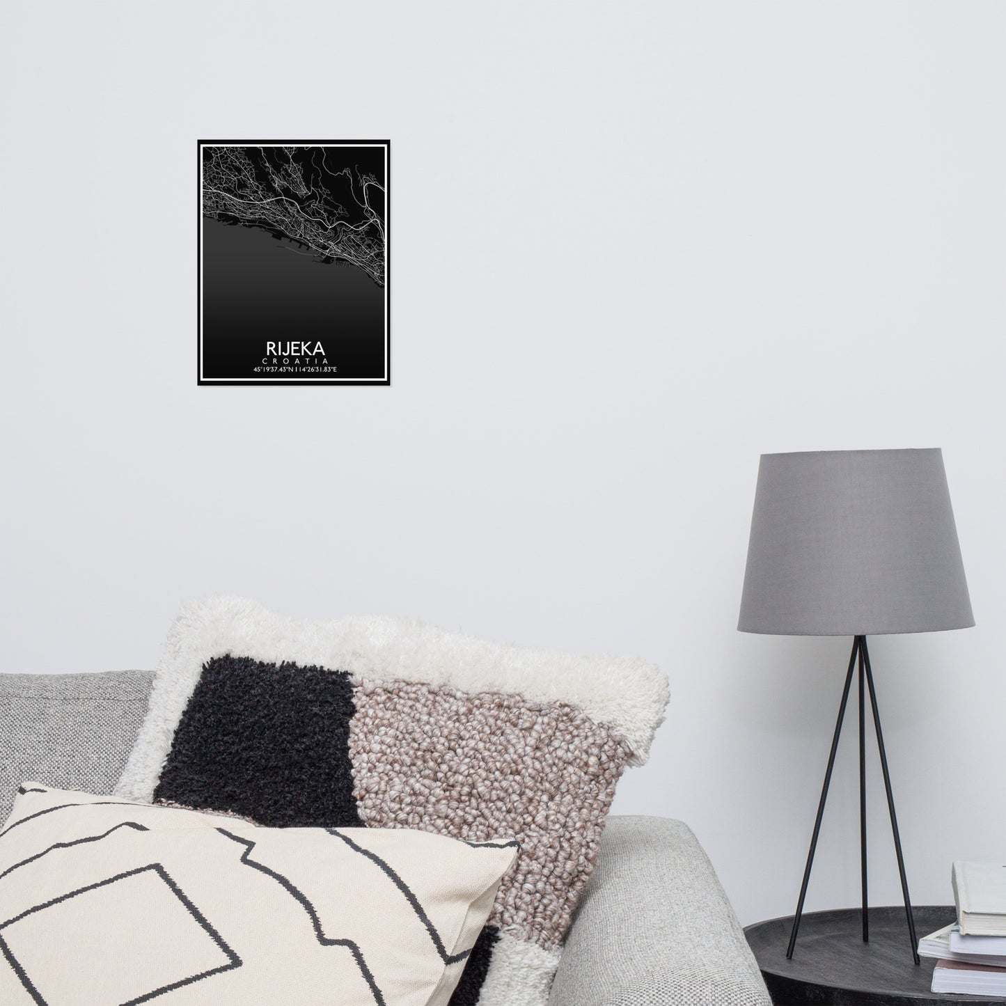 Rijeka - Black City Map Matte Poster