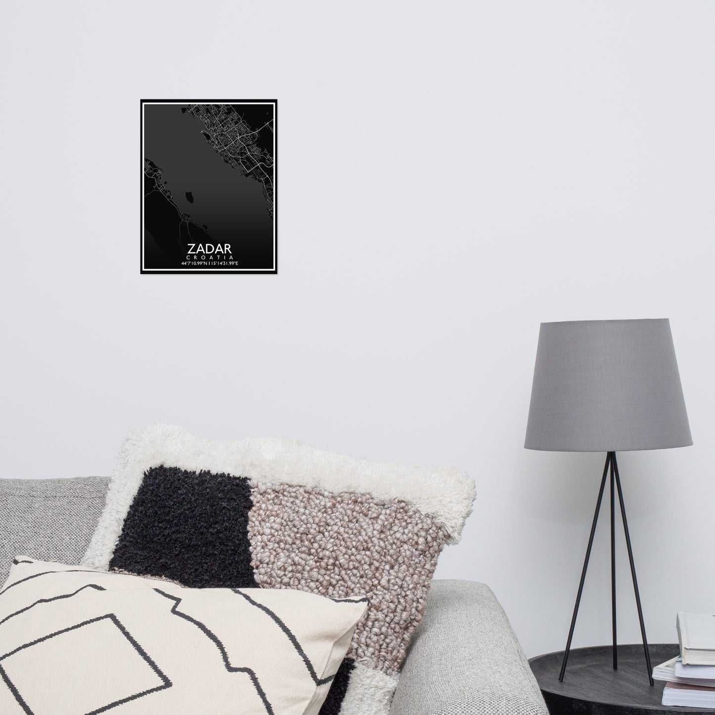 Zadar - Black City Map Matte Poster