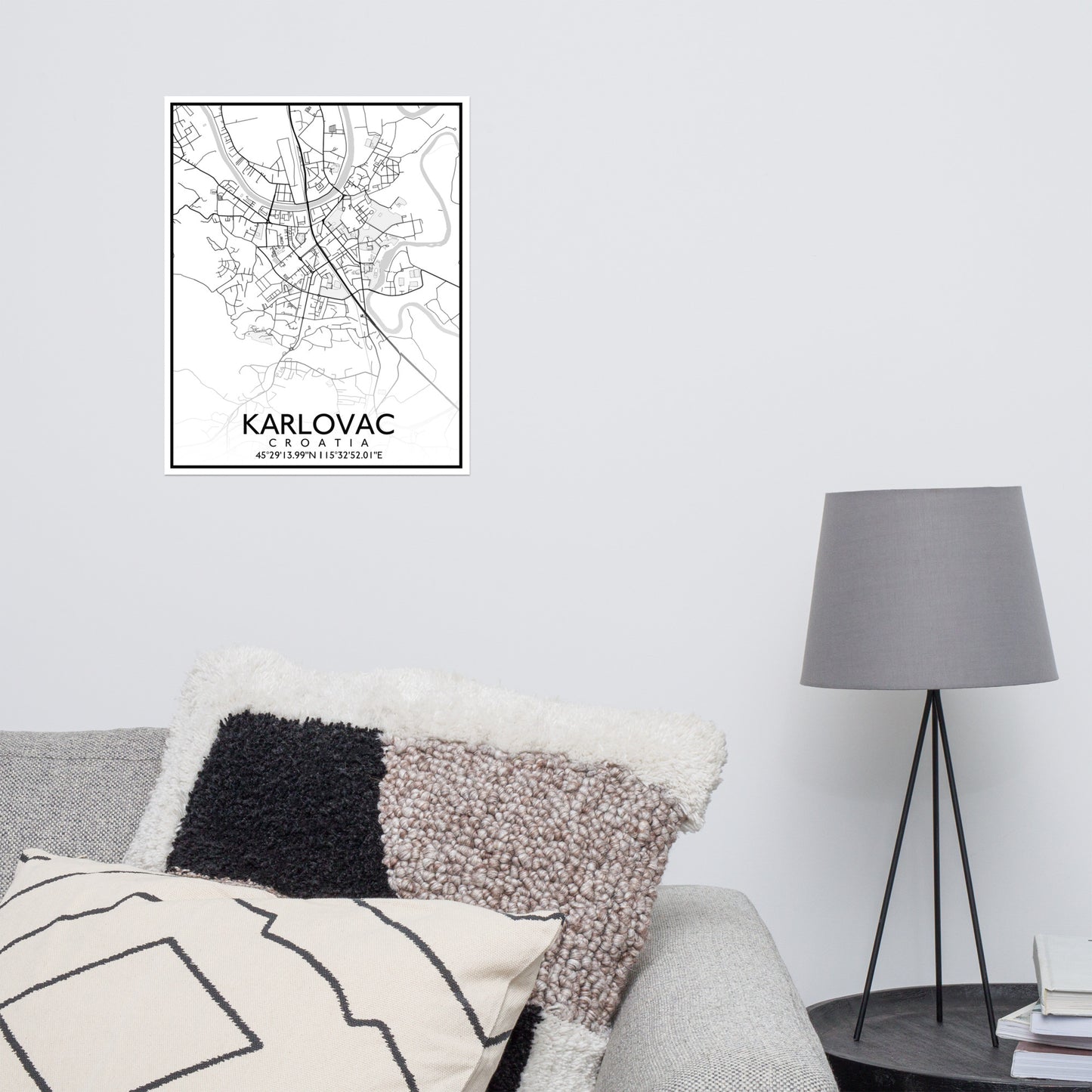 Karlovac - White City Map Matte Poster