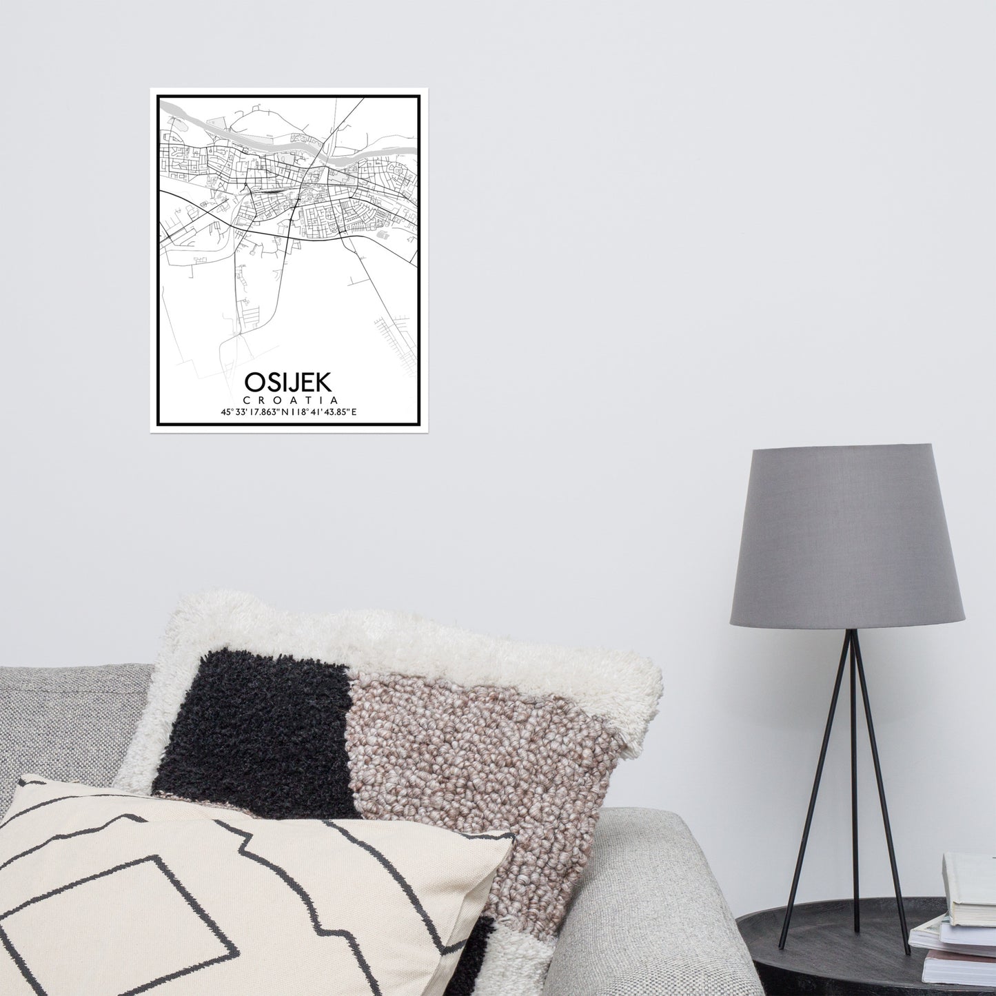 Osjek - White City Map Matte Poster