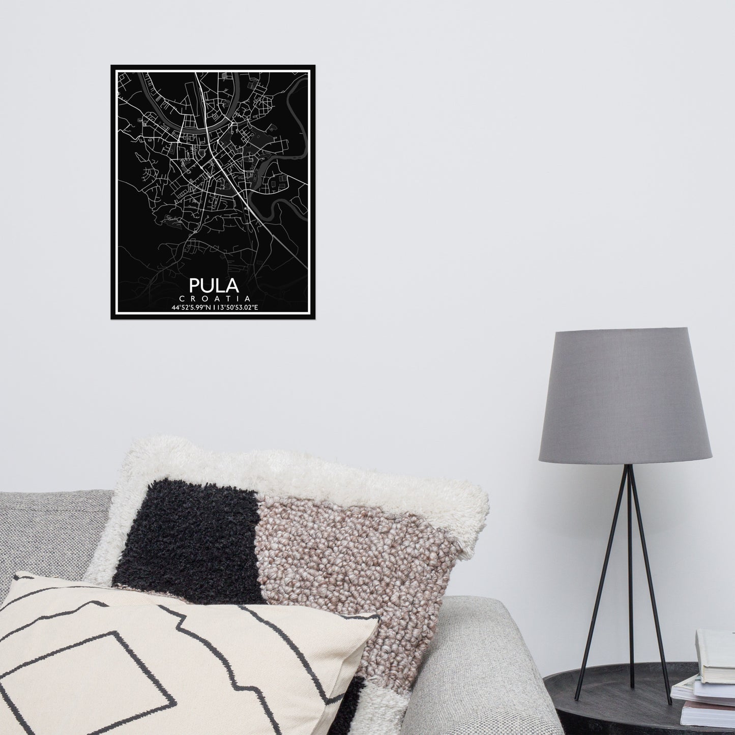 Pula - Black City Map Matte Poster