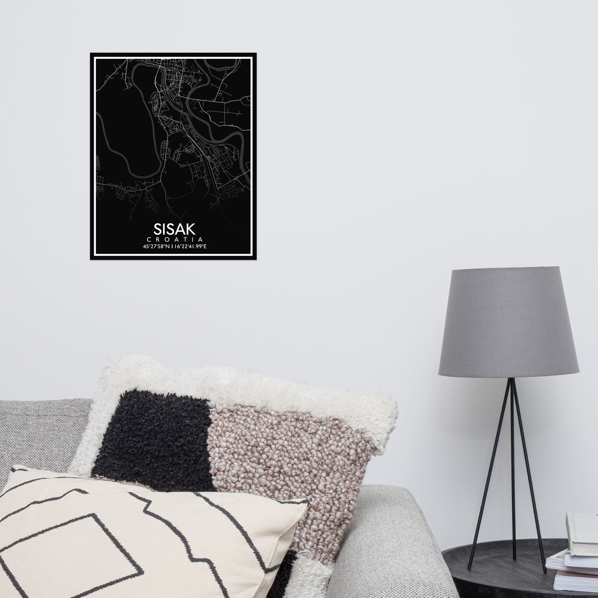 Sisak - Black City Map Matte Poster