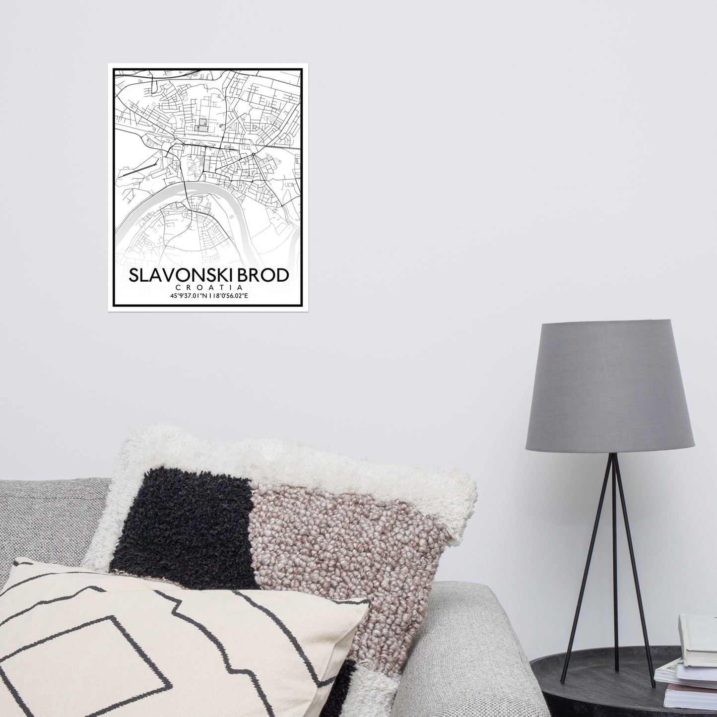 Slavonski Brod - White City Map Matte Poster