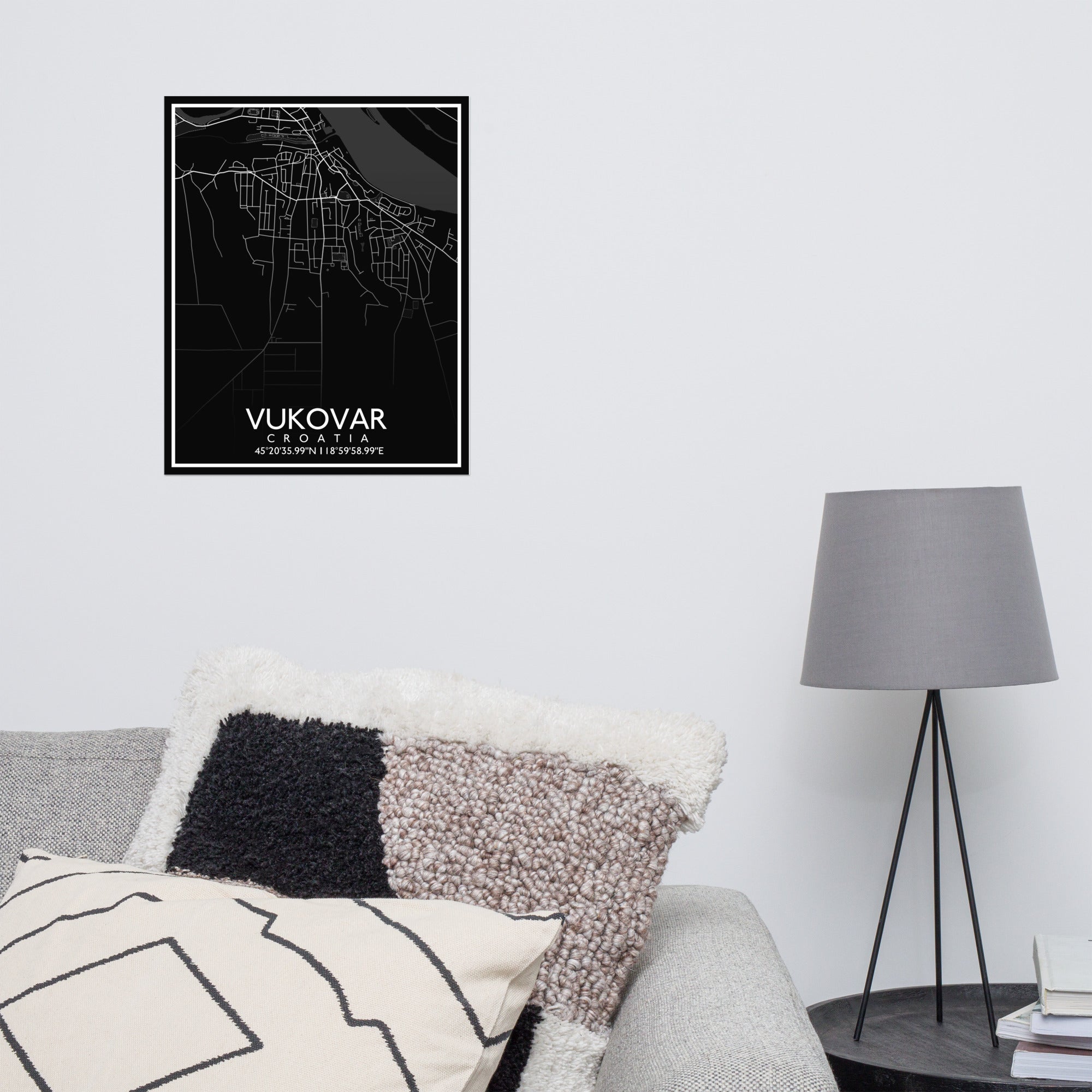 Vukovar - Black City Map Matte Poster