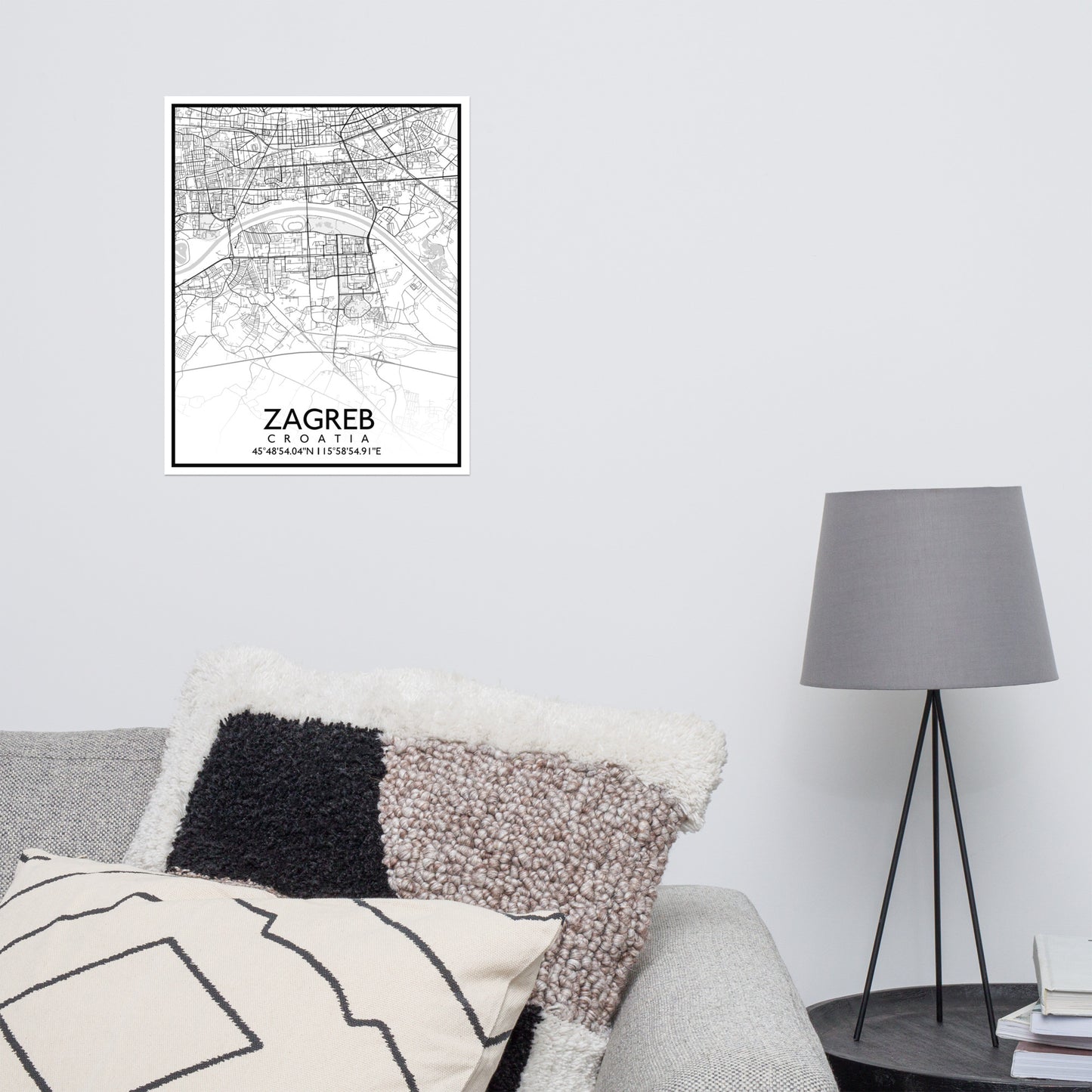 Zagreb - White City Map Matte Poster