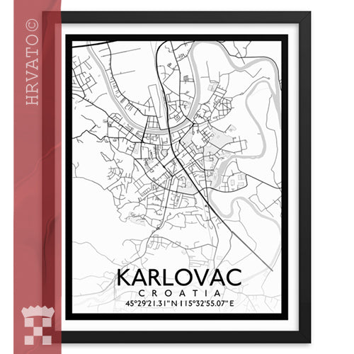 Karlovac - White City Map Framed Wall Art