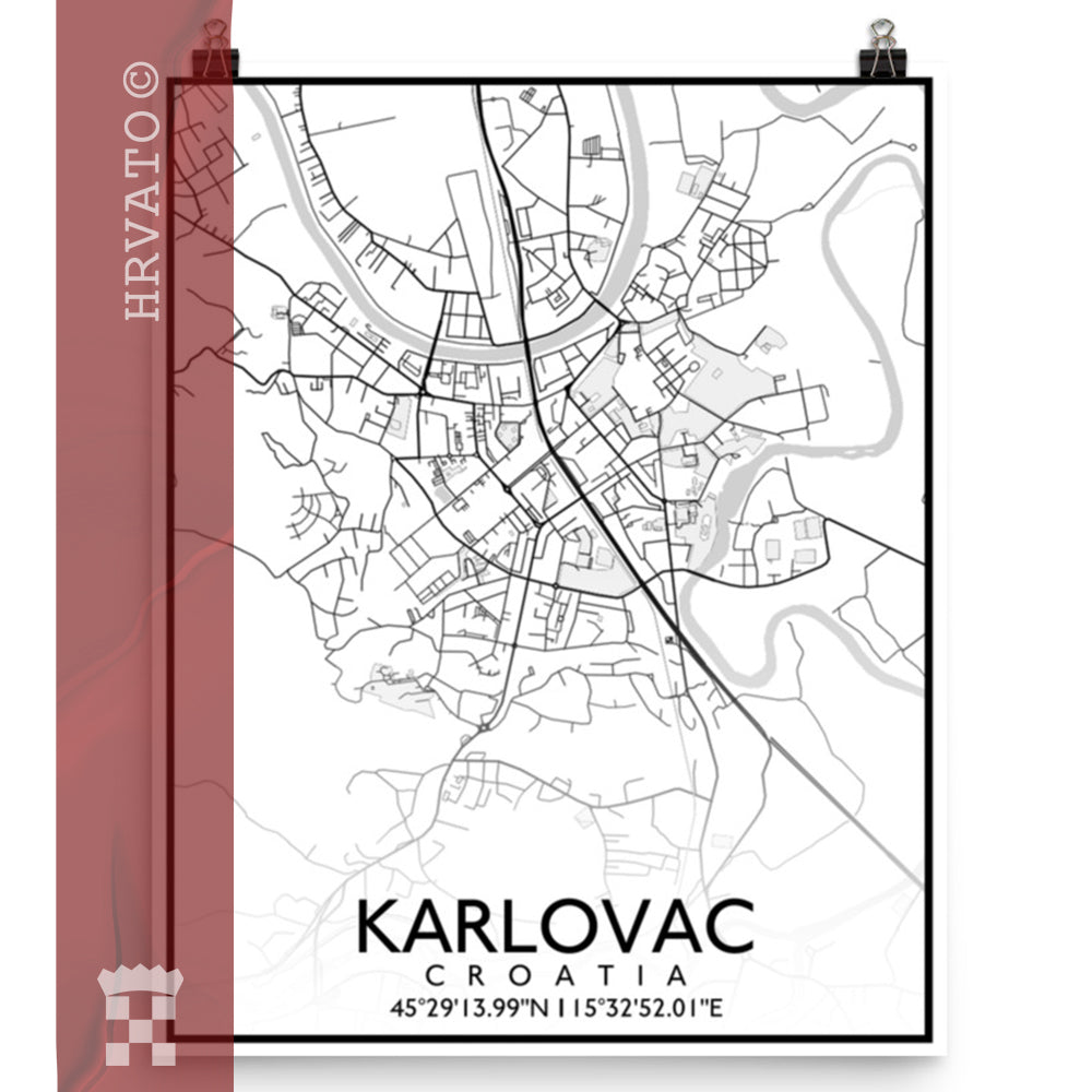 Karlovac - White City Map Matte Poster