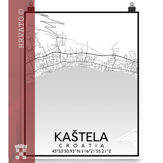 Kaštela - White City Map Matte Poster