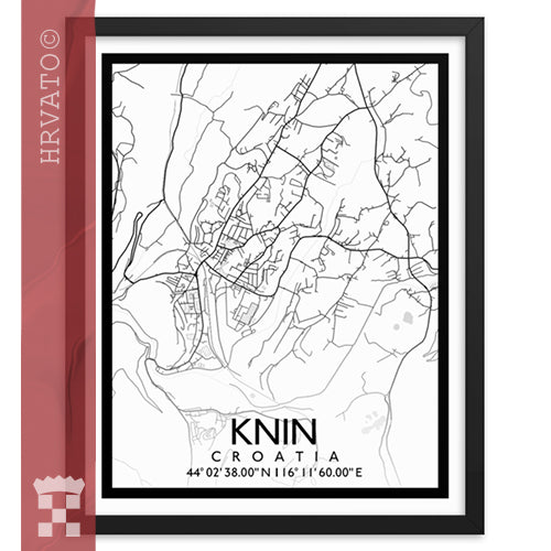 Knin - White City Map Framed Wall Art