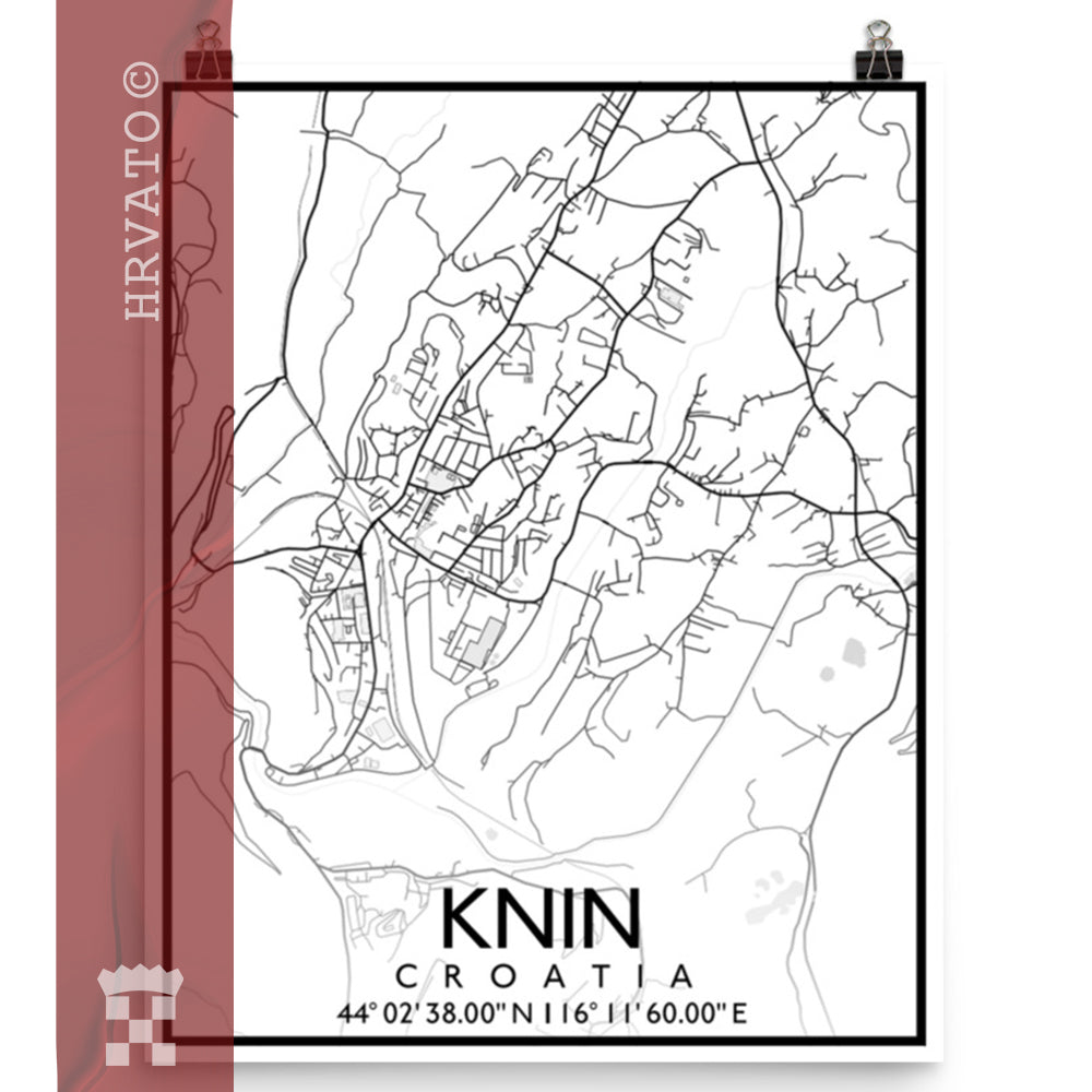 Knin - White City Map Matte Poster