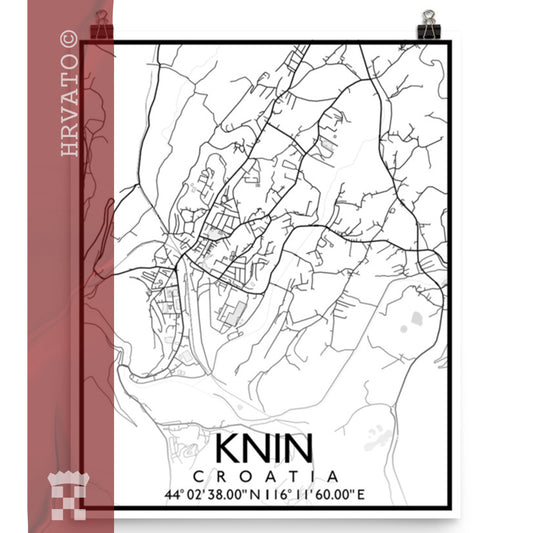 Knin - White City Map Matte Poster