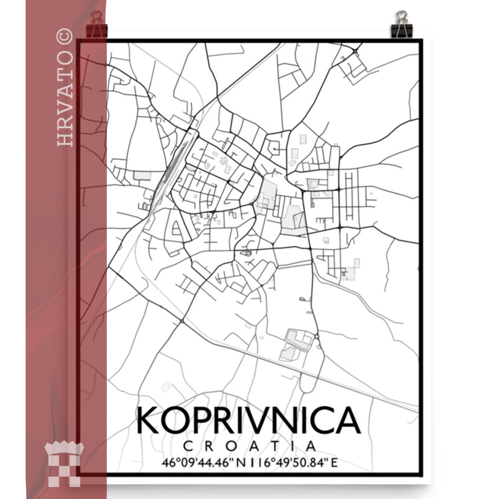 Koprivnica - White City Map Matte Poster