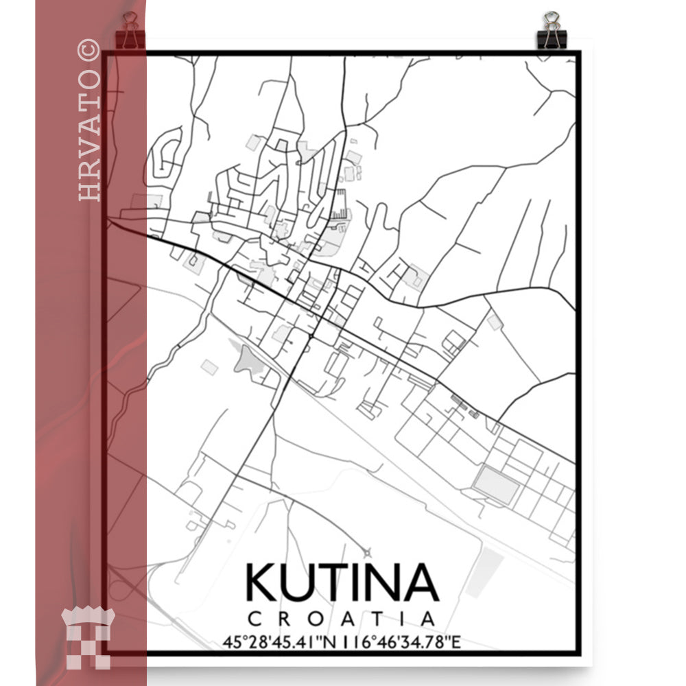 Kutina - White City Map Matte Poster
