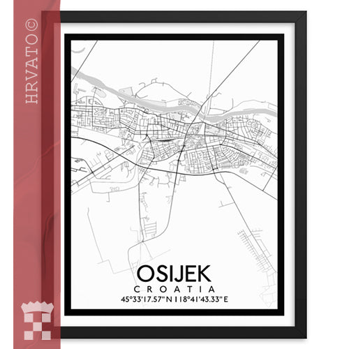 Osijek - White City Map Framed Wall Art