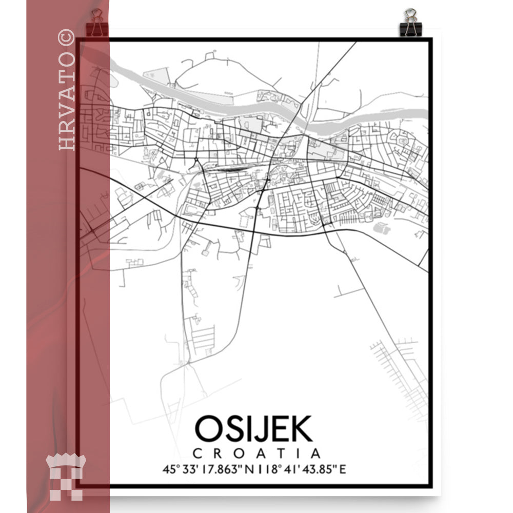 Osjek - White City Map Matte Poster
