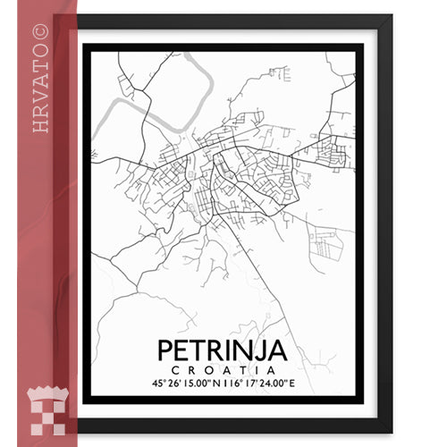 Petrinja - White City Map Framed Wall Art