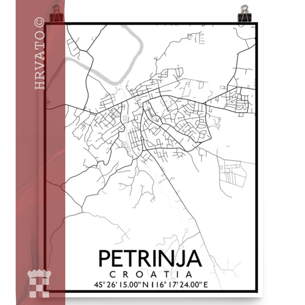 Petrinja - White City Map Matte Poster