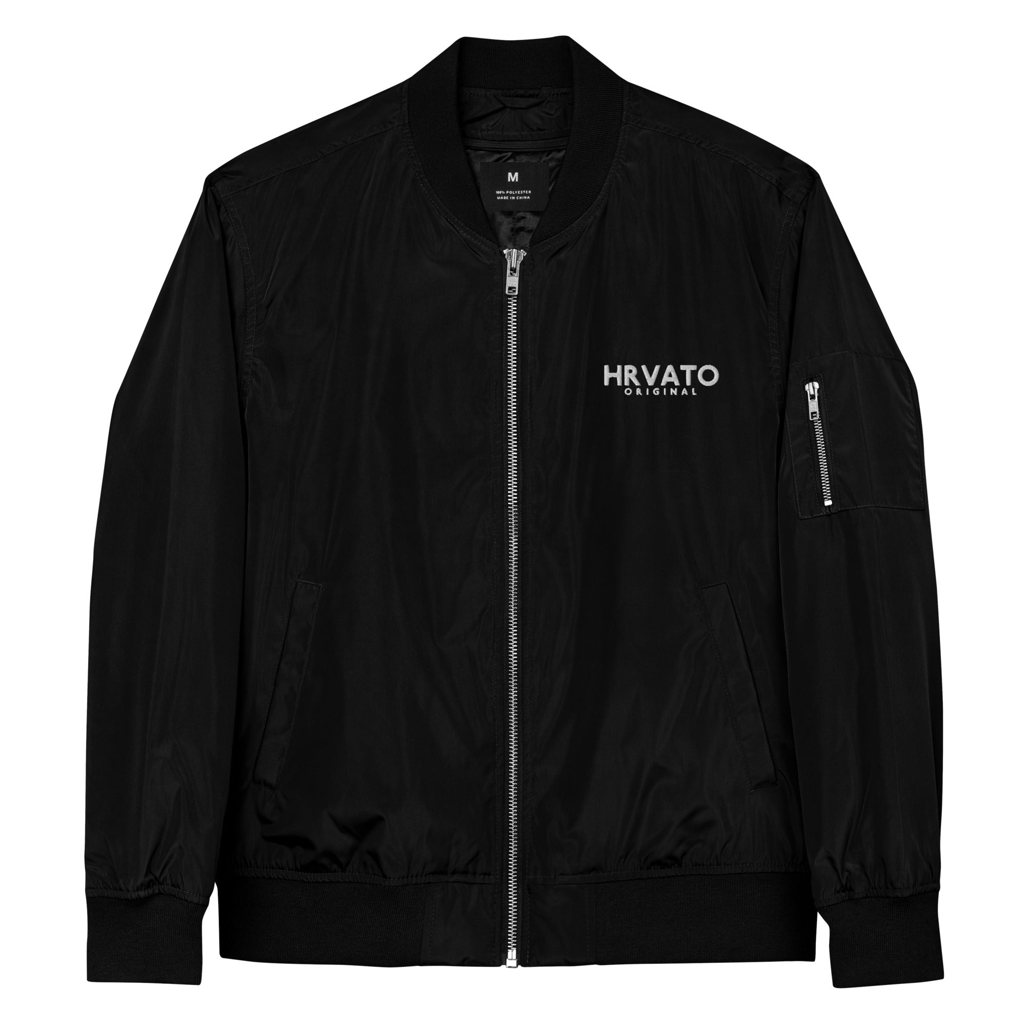 Premium recycled bomber jacket HRVATO WHITE Embroidery