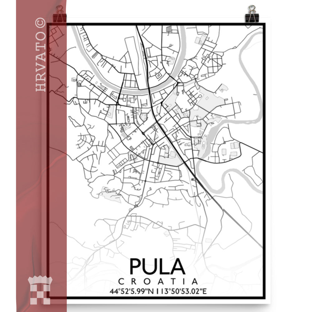 Pula - White City Map Matte Poster