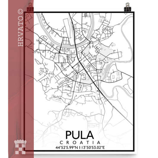 Pula - White City Map Matte Poster