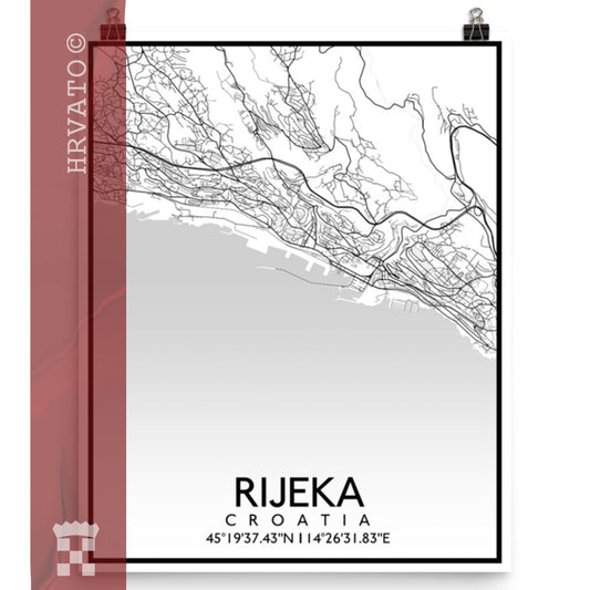 Rijeka - White City Map Matte Poster