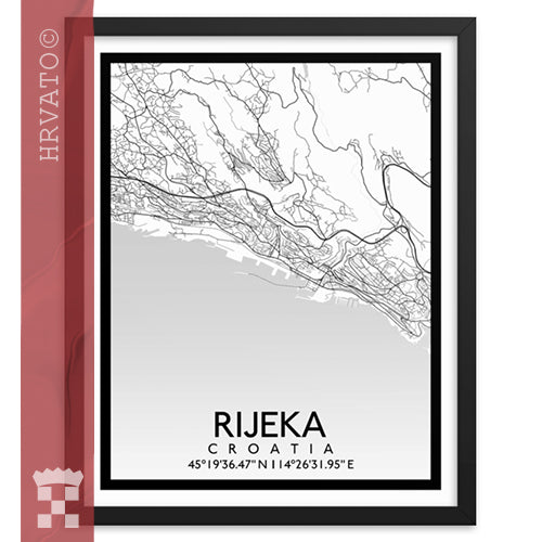 Rijeka - White City Map Framed Wall Art