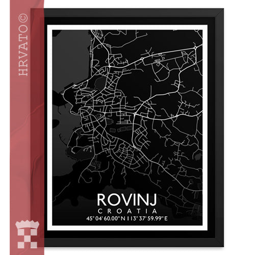 Rovinj - White City Map Framed Wall Art