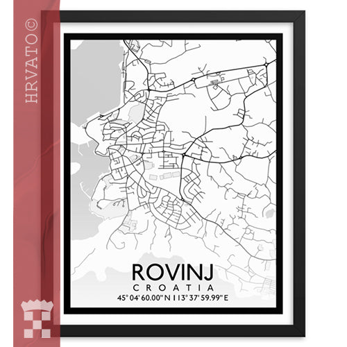 Rovinj - White City Map Framed Wall Art