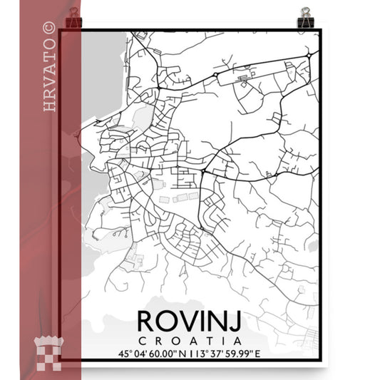 Rovinj - White City Map Matte Poster