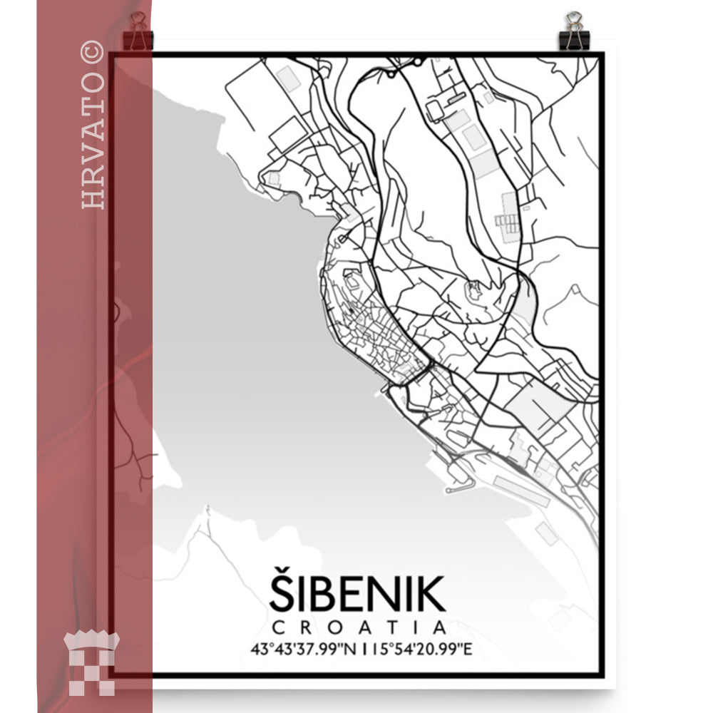 Šibenik - White City Map Matte Poster