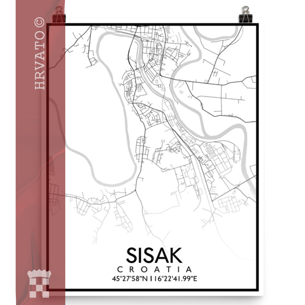 Sisak - White City Map Matte Poster