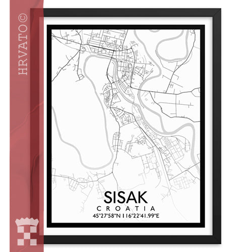 Sisak - White City Map Framed Wall Art