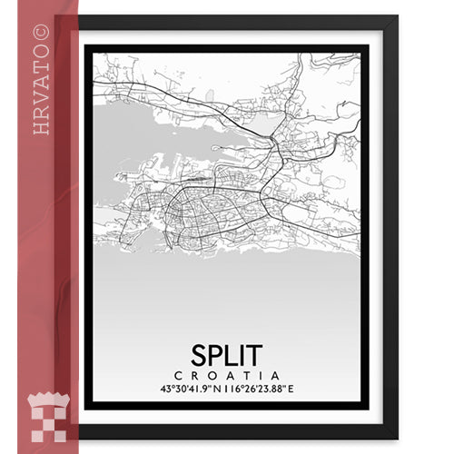 Split - White City Map Framed Wall Art
