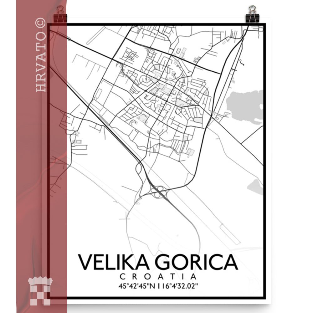 Velika Gorica - White City Map Matte Poster