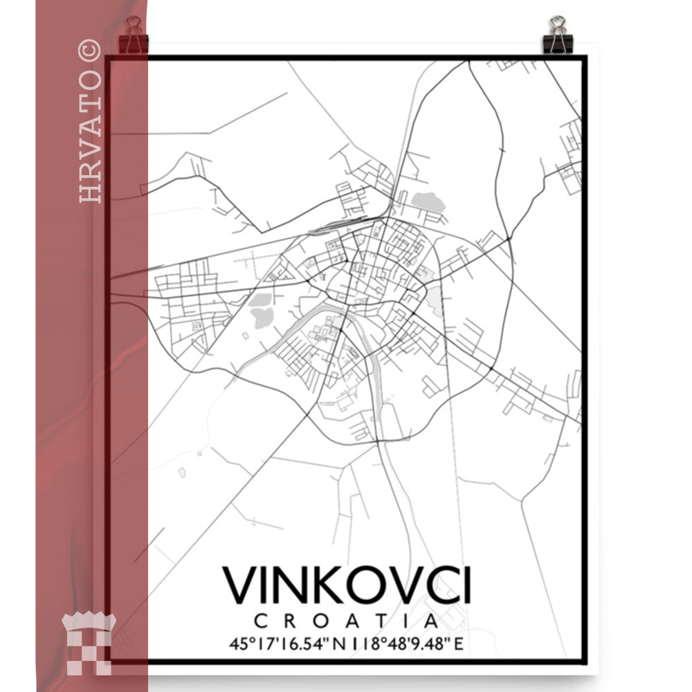 Vinkovci - White City Map Matte Poster