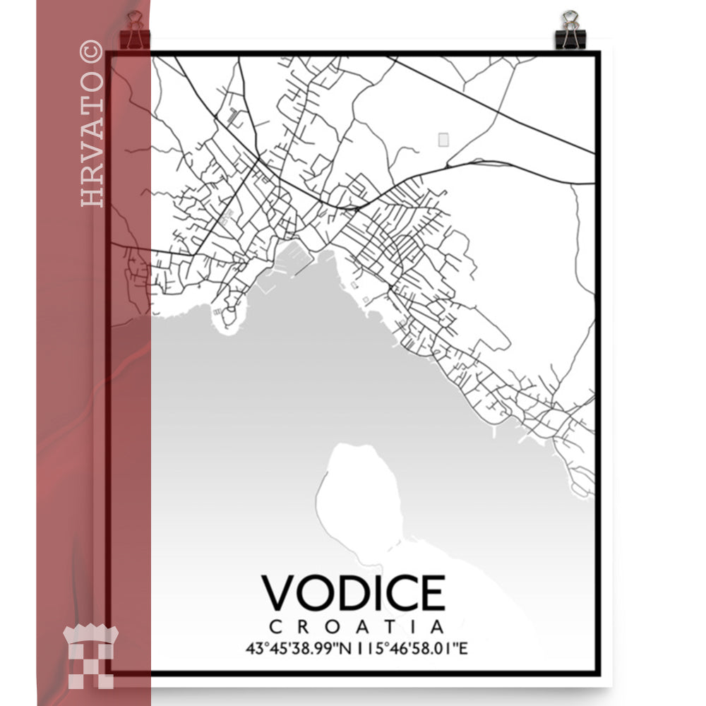 Vodice -  White City Map Matte Poster