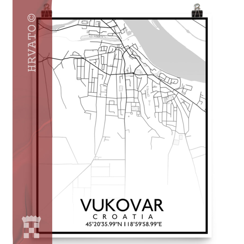 Vukovar - White City Map Matte Poster